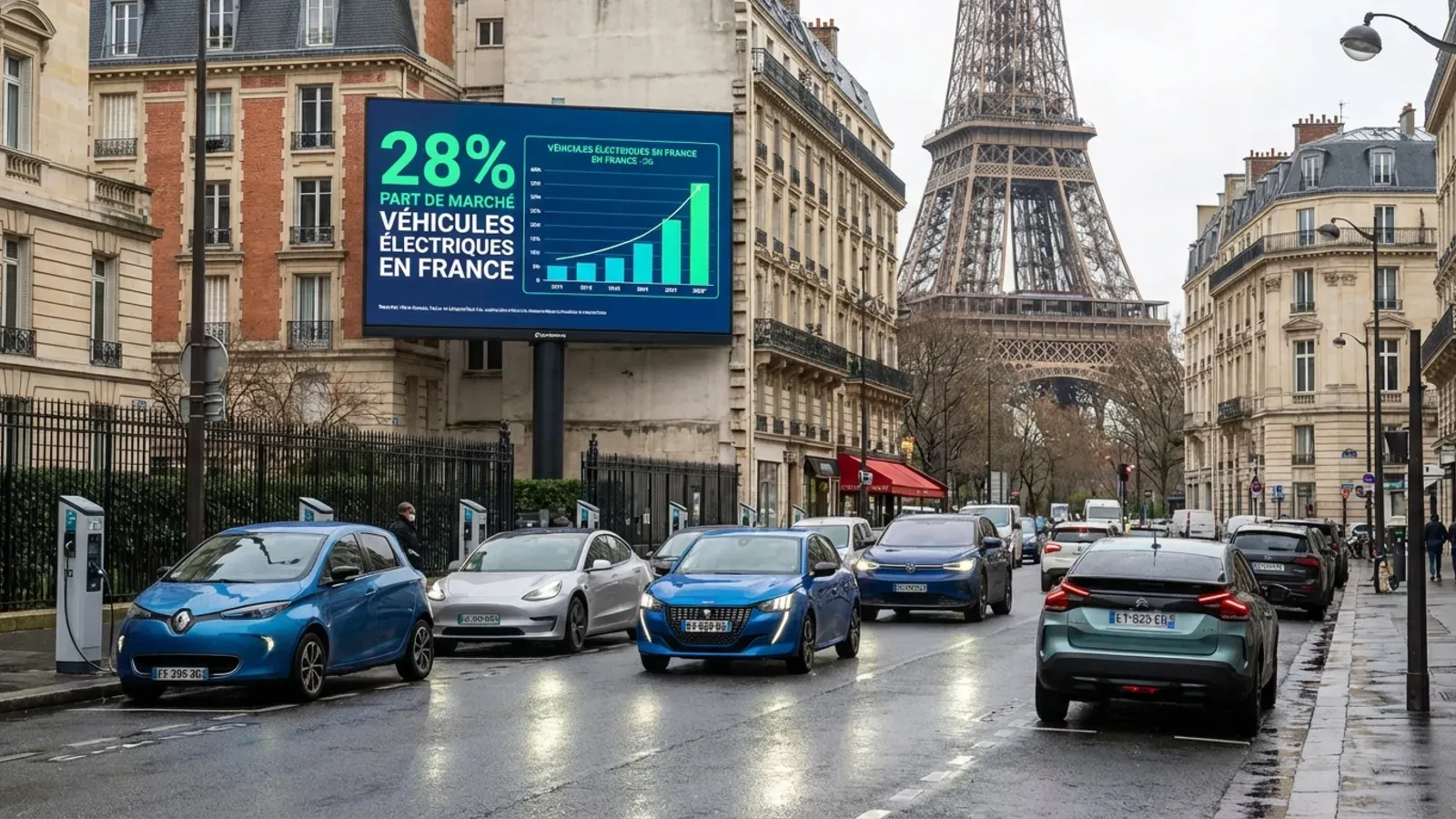 Les voitures électriques captent 28,3 % du marché français en janvier 2026